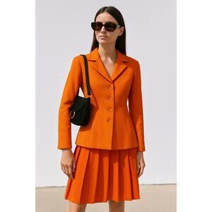 M. K. Em Kaye Vintage Bright Orange Blazer 1970s Size 4 Mod Jacket Colorful